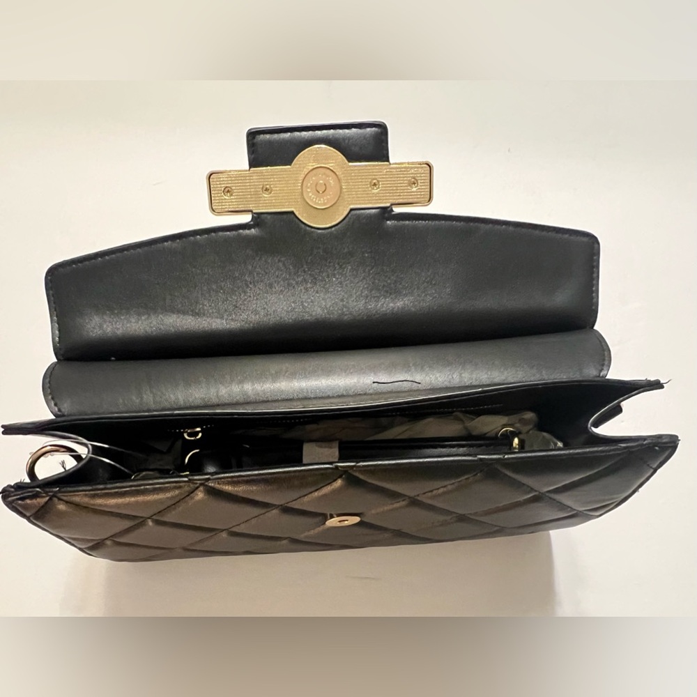 Valentino Orlandi Leather Top Handle Black Crossbody Bag V-2002 - Picture 4 of 11